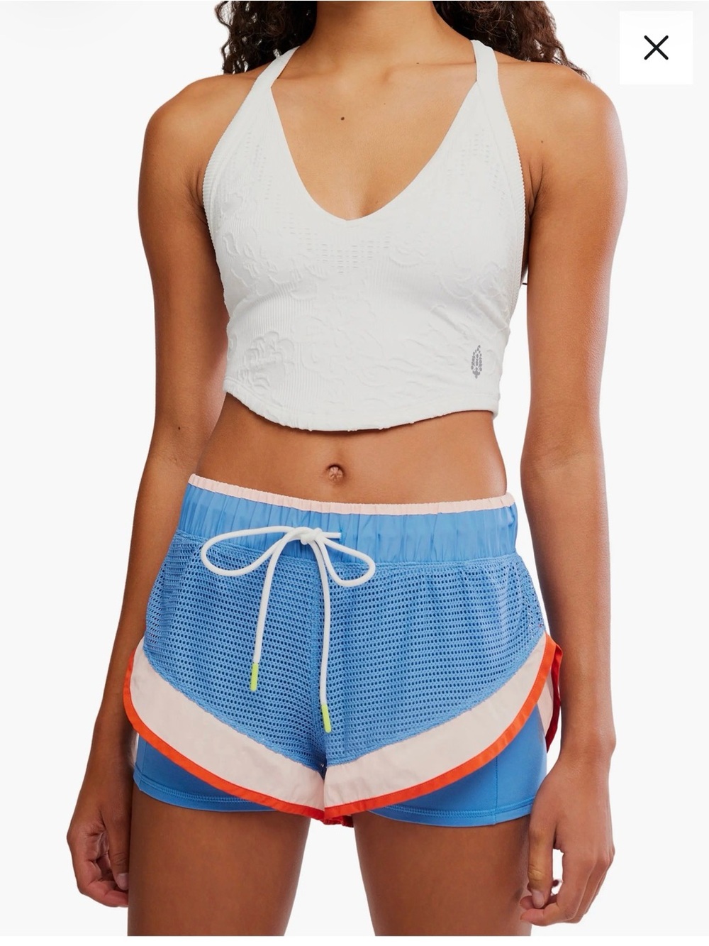 Women’s Blue Layered Athletic Running Shorts with Contrast Trim